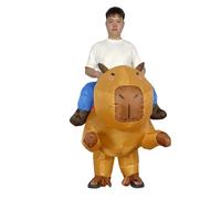 Generisch Costume de cavalier Capybara gonflable unisexe - Costume amusant de cochon d'eau | Déguisement amusant pour carnaval et fêtes, Style_j01 Orange, taille unique
