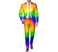 Generisch Costume de confettis pour homme - 2 pièces - Pantalon sportif - Costume pour homme - Tenue de fête néon des années 80 et 90 - Colorée - Carnaval - Fête à thème - Coupe ajustée - Vêtement