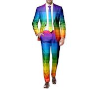 Generisch Costume de confettis pour homme - 2 pièces - Pantalon sportif - Costume pour homme - Tenue de fête néon des années 80 et 90 - Colorée - Carnaval - Fête à thème - Coupe ajustée - Vêtement