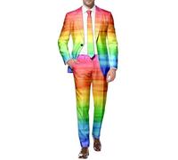 Generisch Costume de confettis pour homme - 2 pièces - Pantalon sportif - Costume pour homme - Tenue de fête néon des années 80 et 90 - Colorée - Carnaval - Fête à thème - Coupe ajustée - Vêtement