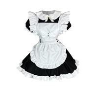 Generisch Costume de cosplay élégant - Tenue de servante avec manches bouffantes - Ensemble complet pour événements historiques - Noir - Taille L