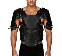 Generisch Costume de cosplay pour homme - Armure médiévale - Réglable - En cuir - Accessoire de renaissance - Rivets en métal - Gilet de poitrine pour jeux de rôle, O Noir., taille unique