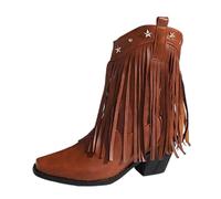 Generisch Costume de cowboy pour femme - Bottes western en daim - Bottes de cowboy avec franges - Bottes de cowboy pour femme - Pour festival, western - Bottines d'été hippie - Bottines pour femme