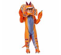 Generisch Costume de dinosaure pour enfant - Tenue de cosplay médiévale avec cape - Orange - 9-11 ans
