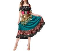 Generisch Costume de diseur de bonne aventure gitane pour femme, parfait pour Halloween et les représentations sur scène (doré, taille M)