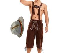Generisch Costume de fête de la bière pour homme - Vêtements pour la fête de la bière - Pantalon traditionnel en cuir pour papas, fête de la bière, événements culturels, marron, L