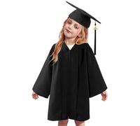 Generisch Costume de graduation 2025 - Ensemble de pompons - Robe Regalia et casquette pour adulte - Casquette et robe élégantes 2025 - Uniformes - Vêtements de performance pour l'école primaire, Noir