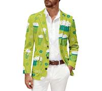 Generisch Costume de la Saint-Patrick pour homme - Veste de costume pour homme - Col montant - Veste de costume décontractée avec poche - Veste baggy - Veste d'extérieur élégante - Blazer de vacances