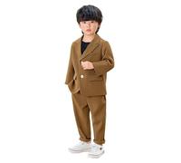 Generisch Costume de mariage bébé manteau 3 pièces tenue smoking ensemble pour enfants costume formel pour garçon avec pantalon vêtements bébé garçon mois, marron, 2-3 ans