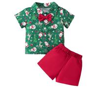 Generisch Costume de Noël à manches courtes pour bébé garçon - Motif dessin animé - Tenue de Noël - My First Christmas, vert, 2-3 ans
