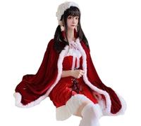 Generisch Costume de Noël pour femme - Cape sexy - Costume de reine - Costume de Noël pour femme - Fête médiévale - Costume d'Halloween - Tenue de Noël festive