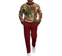 Generisch Costume de Noël pour homme - Sweat-shirt en coton pour homme - Veste de loisirs tendance - Veste softshell confortable sans capuche - T-shirt de Noël - Survêtement léger - Deux pièces