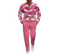 Generisch Costume de Noël pour homme - Sweat-shirt en coton pour homme - Veste de loisirs tendance - Veste softshell confortable sans capuche - T-shirt de Noël - Survêtement léger - Deux pièces