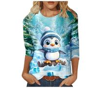 Generisch Costume de Noël série pingouin pour femme, manches 4, Noir , M