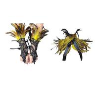 Generisch Costume de paon pour femme, manchettes en plumes, boa à plumes, col à plumes, oiseau, cape en plumes, accessoires gothiques, costume de chouette, costume de rabat, cape de plumes de paon