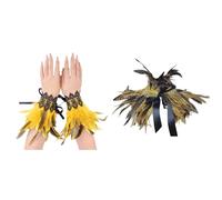 Generisch Costume de paon pour femme, manchettes en plumes, boa à plumes, col à plumes, oiseau, cape en plumes, accessoires gothiques, costume de chouette, costume de rabat, cape de plumes de paon