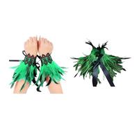 Generisch Costume de paon pour femme, manchettes en plumes, boa à plumes, col à plumes, oiseau, cape en plumes, accessoires gothiques, costume de chouette, costume de rabe, cape de plumes de paon
