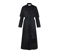 Generisch Costume de pasteur 2025 uni pour homme, prêtre d'Halloween, costume médiéval, rétro, cosplay, vert foncé, homme (noir, S)