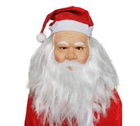 Generisch Costume de Père Noël - Accessoire de cosplay - Masque intégral avec chapeau de Père Noël rouge et barbe - Pour enfants, adolescents, adultes, maison, école, vacances, mascarade