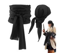 Generisch Costume de pirate | Ensemble chapeau de pirate avec bandana - Bandeau souple - Ceinture pour fêtes à thème, jeux de rôle, spectacles sur scène, médiévale Renaissance, femmes et hommes