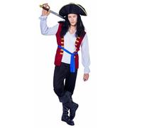 Generisch Costume de pirate pour homme - Vintage - Classique - Avec chemise, pantalon et chapeau - Pour Halloween, fête costumée, gothique, Halloween, cosplay
