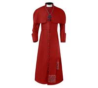 Generisch Costume de prêtre cardinal rouge - Costume d'église ecclésiastique soutane - Robe de clergé - Pour homme - Louange - Robe de culte - Prêtre Soutane - Moine médiéval, rouge, L