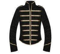 Generisch Costume de prince steampunk pour homme - Manteau brodé - Veste gothique - Pour fête à thème - Carnaval - Cosplay - Emo Punk Rock - Officier - Veste médiévale - Blazer, Noir , M