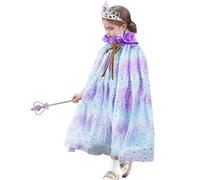 Generisch Costume de princesse pour fille - Cape avec couronne - Collier baguette magique - Accessoire de princesse pour fille - Cape en tulle - Cape de princesse pour fête, carnaval