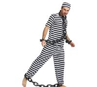 Generisch Costume de prison rayé noir et blanc pour cosplay