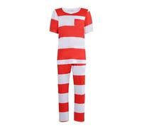 Generisch Costume de prisonnier médiéval, pour Halloween, cosplay, fêtes à thème, avec design authentique à carreaux, rouge, taille XS