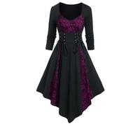 Generisch Costume de Renaissance pour femme - Robe médiévale avec manches trompette - Robe maxi vintage - Robe de carnaval gothique - Vêtements médiévaux pour femme, pour Halloween, carnaval