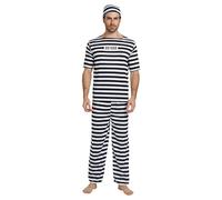Generisch Costume de scène pour Halloween, cosplay, prison (noir, taille unique)