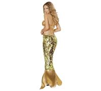 Generisch Costume de sirène pour femme - Doré - Sexy - Romantique - Beauté - Costume de sirène - Adulte - Costume de sirène - Soutien-gorge, queue de sirène pour cosplay, carnaval