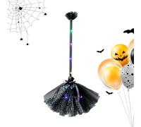 Generisch Costume de sorcière d'Halloween - Avec éclairage LED pour cosplay - Costume d'Halloween - Balai de sorcière comme accessoire - Pour femmes, filles, étudiants, maison effrayante, cimetière
