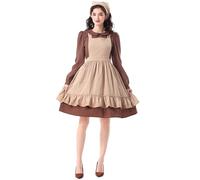 Generisch Costume de sorcière pour femme - Costume de soubrette - Uniformes de fête d'anime - Tenue Lolita - Robe tablier fantaisie pour Halloween, cosplay - Statues de guerrier médiéval (Coffee, L)