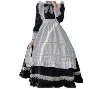 Generisch Costume de soubrette victorienne pour femme - À manches longues - Costume classique anglais - Robe baroque à manches longues avec volants - Pour Halloween et cosplay
