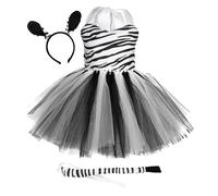 Generisch Costume de zèbre pour enfant - Costume de déguisement pour Halloween - Sans manches - Costume d'animal doux pour fille avec motif zèbre - Pour fêtes à thème et spectacles sur scène