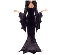 Generisch Costume d'Halloween chauve-souris sorcière mariée - Robe gothique pour mascarade performance - Figurines Lego médiévales - Chevalier (noir, L)