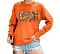 Generisch Costume d'Halloween - Chemisier d'automne assorti pour femme - Sweat Tis The Season - Pull ample - Sweat à manches longues, Orange, L