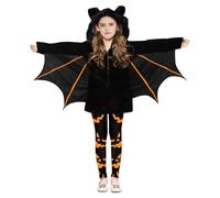 Generisch Costume d'Halloween pour enfant - Cape d'ailes de chauve-souris avec design noir - Parfait pour les fêtes, le cosplay et les spectacles sur scène - Cape élégante pour enfants avec capuche et