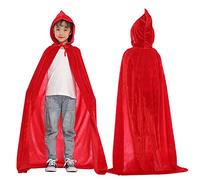 Generisch Costume d'Halloween pour enfant - Cape en velours avec capuche - Cape de sorcière - Longue cape - Unisexe - Cape longue pour fille et garçon - Cape à capuche pour carnaval, Halloween