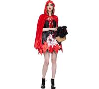 Generisch Costume d'Halloween pour femme - Costume d'Halloween - Robe gothique - Style avec ourlet en lambeaux - Pour les spectacles de fête (rouge, S)