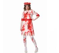 Generisch Costume d'Halloween pour femme - Costume d'infirmière sanglante - Ensemble d'infirmière zombie - Déguisement d'Halloween - Accessoire de fête de carnaval