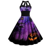 Generisch Costume d'Halloween pour femme - Robe épaules dénudées avec imprimé d'Halloween - Taille haute - Idéal pour les fêtes costumées, les réunions festives - Première leçon - Livre de contes de