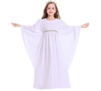 Generisch Costume d'Halloween pour fille - Robe élégante avec ange - Cosplay - Robe de fête médiévale gothique pour enfants, Blanc., 3-4 Jahre