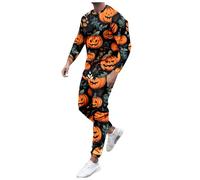 Generisch Costume d'Halloween pour homme - Hiver - Loisirs - Halloween - Imprimé dessin animé - Chemise à manches longues - Pantalon deux pièces, Noir , XXL