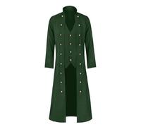 Generisch Costume d'Halloween pour homme - Manteau steampunk à trois rangées - Pour homme - Style gothique médiéval - Veste de carnaval victorienne - Uniforme rétro - Long bouton - Smoking, vert, XL
