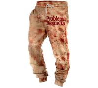 Generisch Costume d'Halloween pour homme - Motif horreur d'éclaboussures de sang - Pantalon de jogging rétro taché de sang - Pantalon de loisirs - Pantalon horreur Y2K Streetwear - Taille élastique