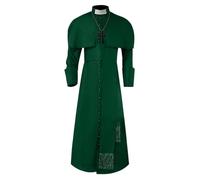Generisch Costume d'Halloween pour homme - Style rétro gothique - Cosplay - Vêtements de carnaval - Design de faucheuse - Manches trompette - Col - Type de fête, Priest Soutane Roman - Costume de
