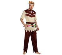 Generisch Costume d'indien pour femme - Gris et blanc - Authentique tribu avec tête à plumes - Pour carnaval, fête à thème - Tenue complète pour adulte - Style natif américain